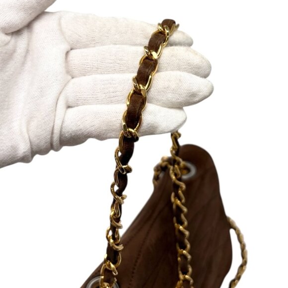 CHANEL Vintage CC Mark Logo Turnlock Chain Crossbody Bag Brown Gold [106335] - Picture 10 of 11